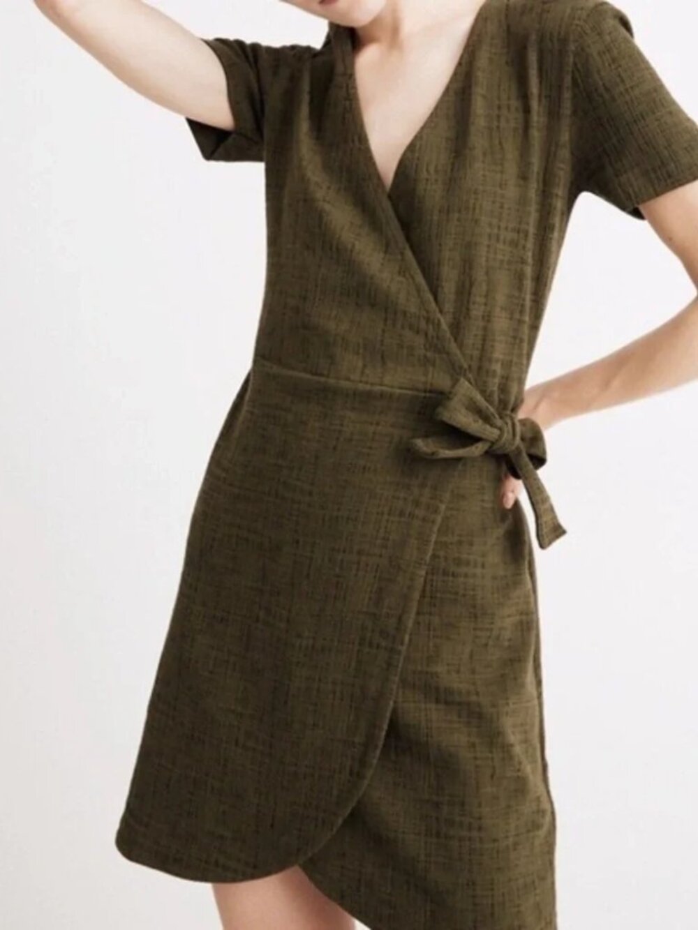 Madewell Texture & Thread wrap dress green size Small